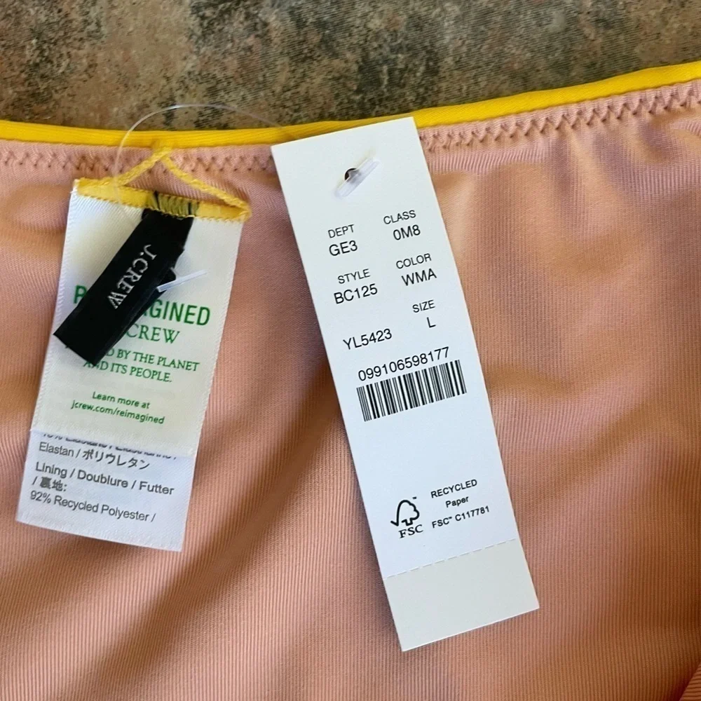J.Crew Curved Waist Cheeky Bikini Bottom Yellow Size L